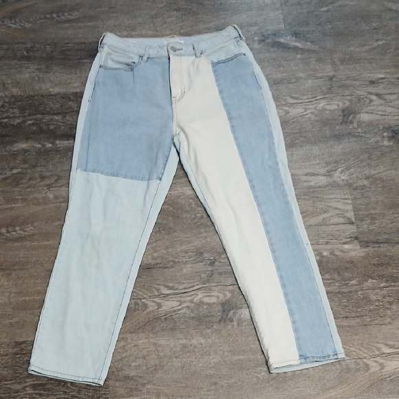 Two-Tone Blue and Cream Women's Jeans - Picture 1 of 7